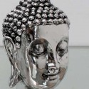 Cabeza de Buda decorativa plateada con brillo