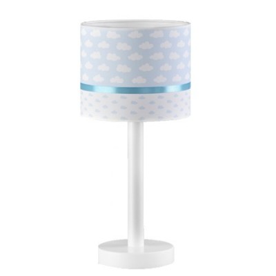 Lámpara de mesa infantil Nubes pantalla textil blanco y azul