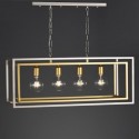 Lámpara farol Caliope cuatro luces metal plata envejecida y oro