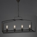 Lámpara rústica Eirene cuatro luces en metal negro