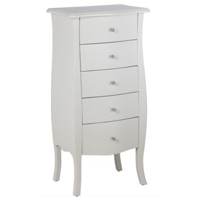 Sinfonier blanco en madera con cinco cajones
