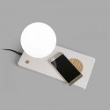 Sobremesa Niko LED blanco regulable con cargador inalámbrico y USB