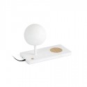 Sobremesa Niko LED blanco regulable con cargador inalámbrico y USB
