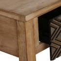 Recibidor madera natural dos cajones con tallado rombos