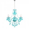 Chandelier seis luces acrílico azul y metal cromo