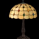 Lámpara de mesa Tiffany tulipa cristales en crema y multicolor