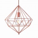 Lámpara de colgar geométrica estilo vintage en metal oro rosa