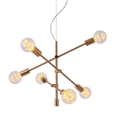Lámpara moderna de techo metal cobre con seis luces