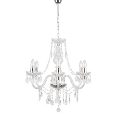 Lámpara chandelier seis luces acrílico transparente
