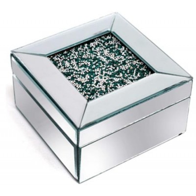 Caja de cristal con purpurina verde