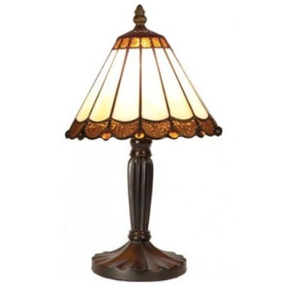 Lámpara de mesa Tiffany  cristales en crema y marrón