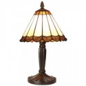Lámpara de mesa Tiffany  cristales en crema y marrón
