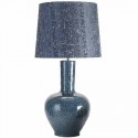 Lampara sobremesa ceramica color azul con tonos plata