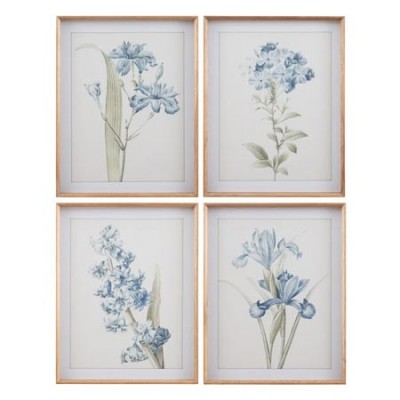 Set de 4 cuadros con impresión en motivo flores