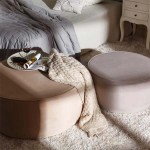Set de 2 puf de terciopelo en color beige y gris pardo