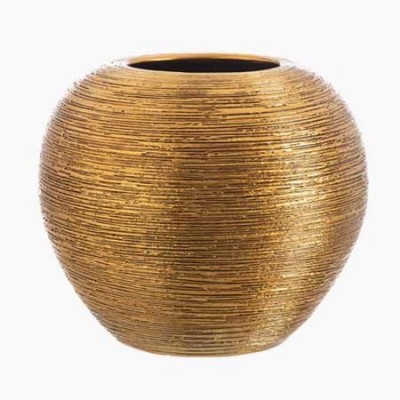 Jarrón de cerámica con acabado en color dorado con textura