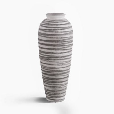 Jarrón  de cerámica con acabado y textura blanco y negro