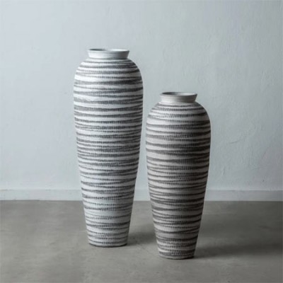 Comprar Jarrón de cerámica con acabado y textura blanco y negro