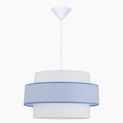 Lámpara de techo juvenil con pantalla de cuadros azules y blancos