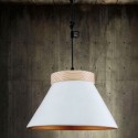 Colgante con acabado en blanco y madera