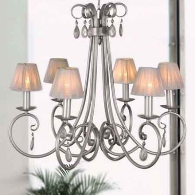 Lámpara de techo clásica modelo Carisma en plata seis luces