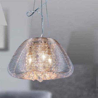 Lámpara colgante Leeds diseño metálico cromado con detalles en cristal