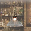 Lámpara colgante Bristol vintage cristal transparente y cuero