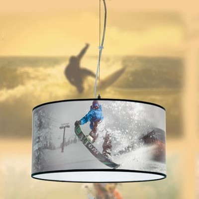 Lámpara colgante juvenil Deporte con pantalla motivo snowboard