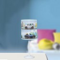 Lámpara de sobremesa infantil pantalla cilíndrica motivo coches