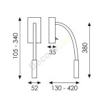 Aplique LED Cio en blanco con brazo flexible