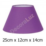 Pantalla de lámpara color morado con forma cónica de 25 cm