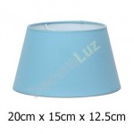 Pantalla de lámpara cónica abierta en azul claro tejido Cotonet de 20 cm