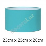 Pantalla lámpara con forma cilíndrica en turquesa de 25 cm