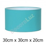 Pantalla para lámpara en color turquesa con forma cilíndrica de 30 cm