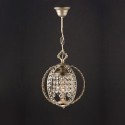 Lámpara colgante Eloide esfera en plata envejecida con cristales