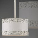Colgante telescópico Dione cilíndrico metal y textil en color blanco