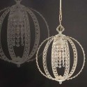 Lámpara colgante Eloide en color blanco con cristales transparentes