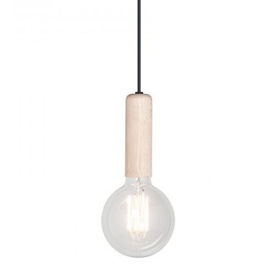 Lámpara colgante Bulb estilo vintage en madera de haya