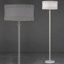 Lámpara de pie Dione en blanco con pantalla textil blanca