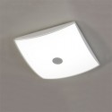 Plafón de techo LED cuadrado Asis en cromo y opal