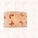 Lámpara de techo Vintage con pantalla cilíndrica de mariposas