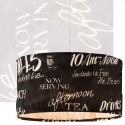 Lámpara colgante Vintage Tea pantalla negra con letras blancas