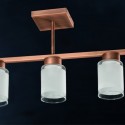 Lámpara lineal Cilindro Cobre en metal con tulipas de cristal
