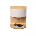 Aplique de pared Robert en madera con pantalla blanca y USB