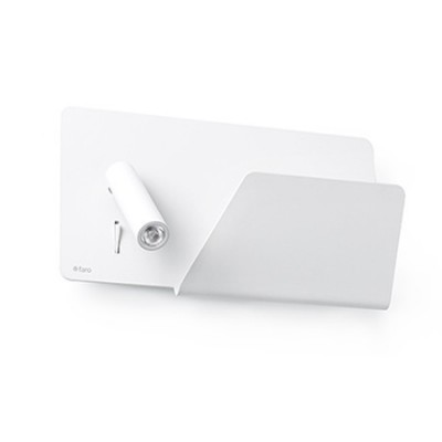 Aplique de pared LED Suau en metal blanco con estante