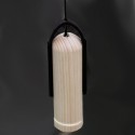 Lámpara colgante Tubular LED en madera natural y caucho negro