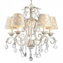 Lámpara chandelier Velvet Elegant en crema con pantallas estampadas