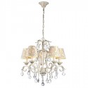 Lámpara chandelier Velvet Elegant en crema con pantallas estampadas