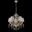 Lámpara chandelier Velvet Elegant en crema con pantallas estampadas