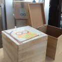 Set dos cajas de madera con búhos de colores